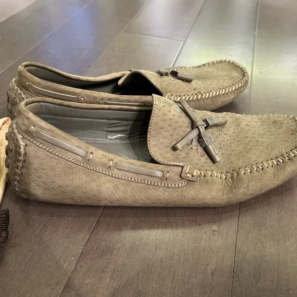 Louis Vuitton Leather Moccasin Shoes Tassel Green Size 8.5 Excellent Men’s Louis Vuitton Grained Calfskin Monogram Mens Driver Moccasin  main image 3
